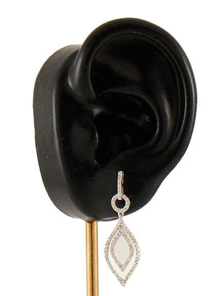 1.20ctw Diamond Double Open Marquise Shaped Dangle Earrings in 18K