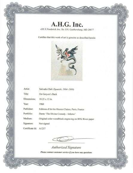 Rare Salvador Dali Original Engraving from The Divine Comedy, Inferno