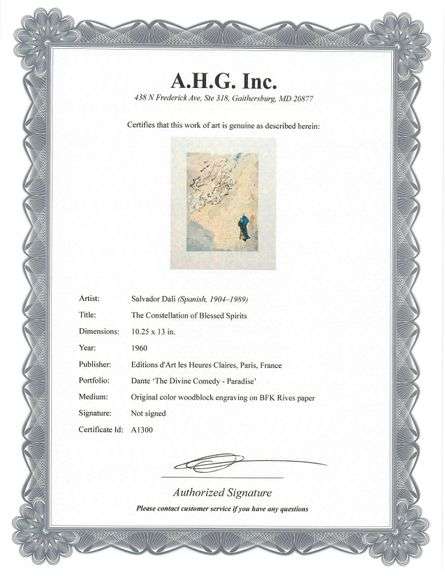 Rare Salvador Dali Original Engraving from The Divine Comedy, Paradise