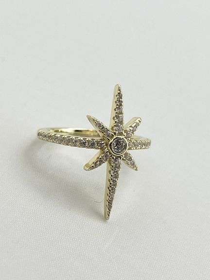 925 Sterling Silver Full Crystal Pave Starburst Ring