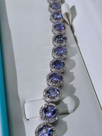 Silver Tanzanite Bracelet with Diamond accents