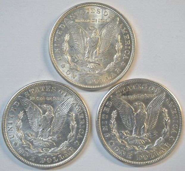 Flashy near mint 1921 P-D-S Morgan Silver Dollars