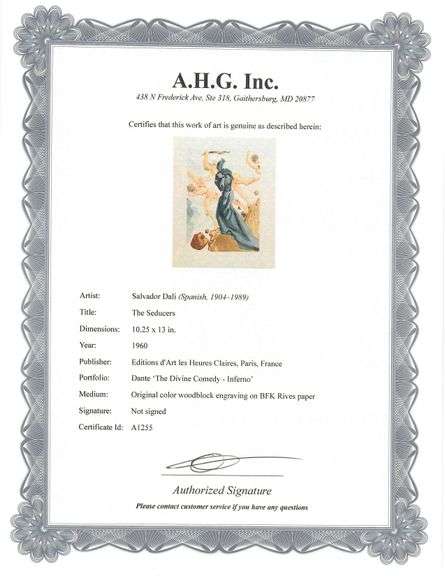 Collectible Original Color Engraving by Salvador Dali from The Divine Comedy