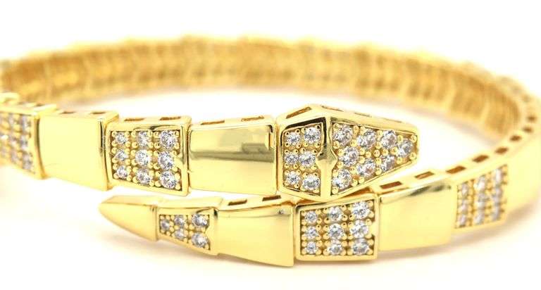 925 Sterling silver cubic zirconia snake cuff bangle