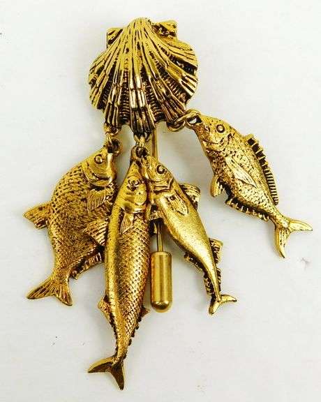 Vintage YSL Dangly Fish Stick Pin