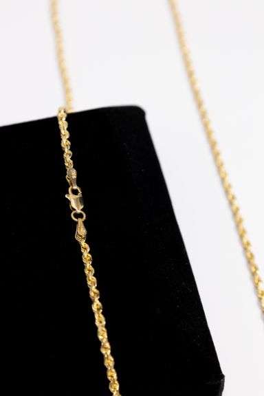 14K Yellow Gold 2.4mm Solid Rope Chain 20 Inch