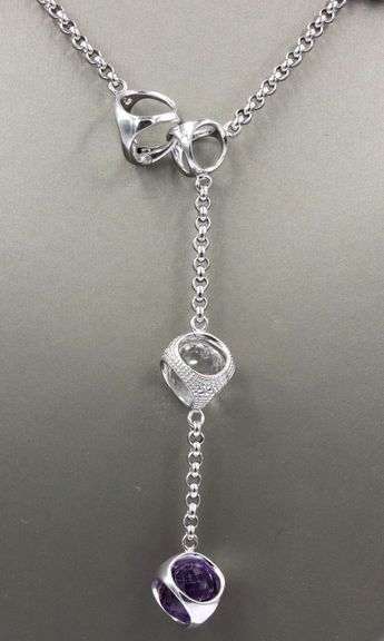 Di Modolo Icon collection purple quartz and rock crystal station lariat necklace