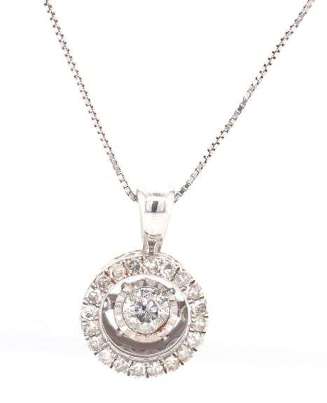 Attractive 14K WG Diamond Halo Earring & Pendant Suite