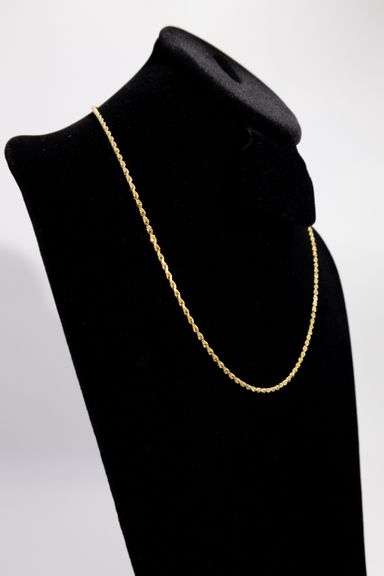 14K Yellow Gold 2.4mm Solid Rope Chain 20 Inch
