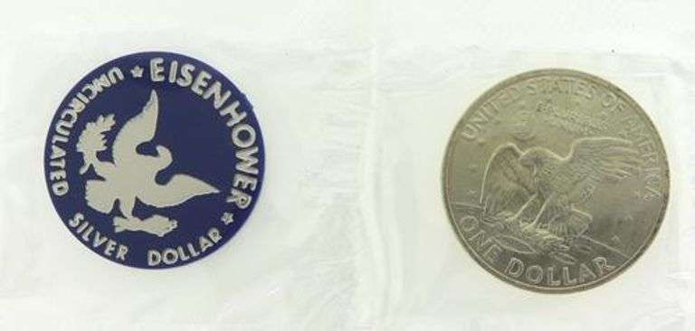 Five 1972 Blue Pack Unc Ike Silver Dollars