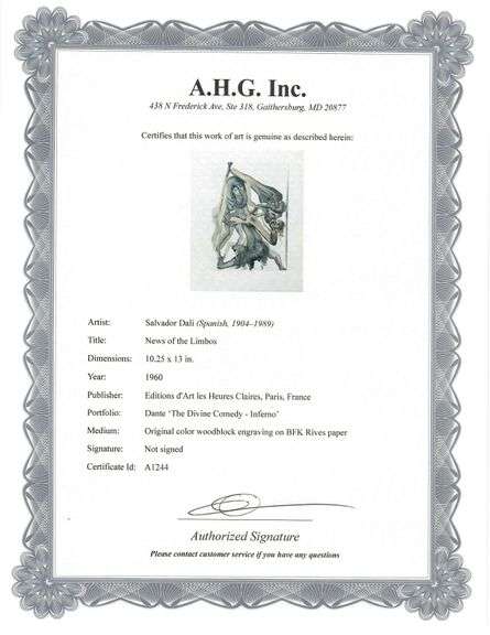 Highly Collectible Salvador Dali Original Color Engraving from The Divine Comedy