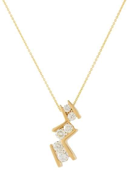 1.30ctw Round Diamond Zigzag Pendant Necklace in 14K