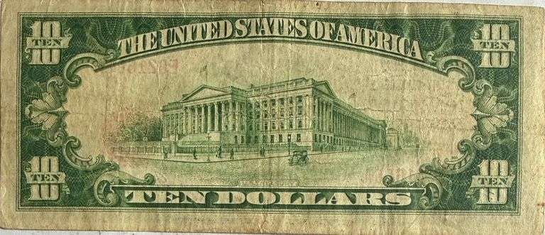 $10 National City Bank NY National Currency1929 Brown Seal Note