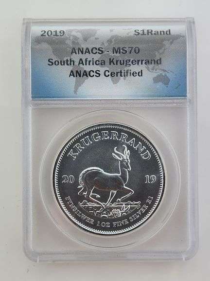 2019 1 Oz. Silver Krugerrand, ANACS MS70