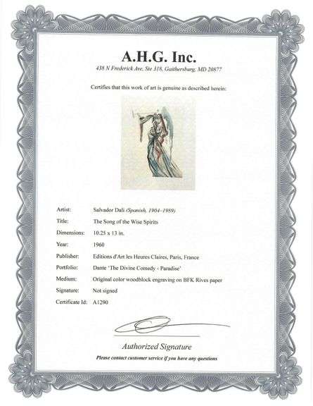 Highly Collectible Salvador Dali Original Color Engraving from The Divine Comedy