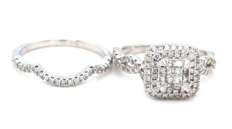 14kt White gold 1ctw invisible set wedding set