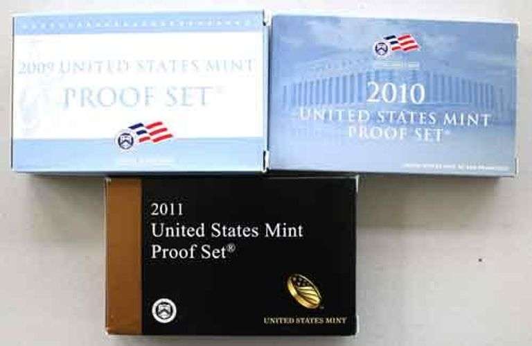 2009-2011 US Proof Sets With Original Boxs