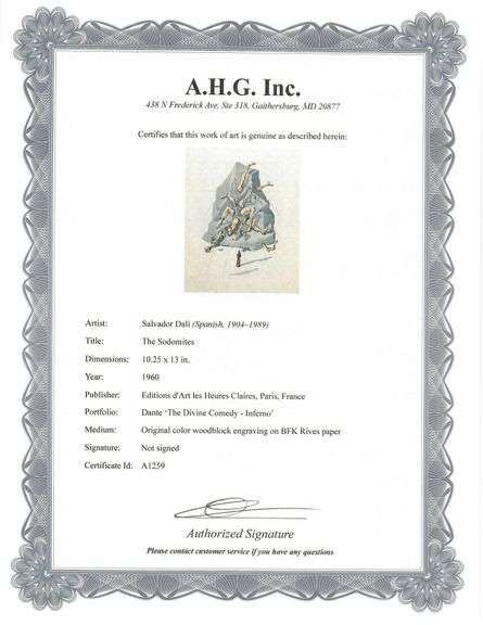 Highly Collectible Salvador Dali Original Color Engraving from The Divine Comedy