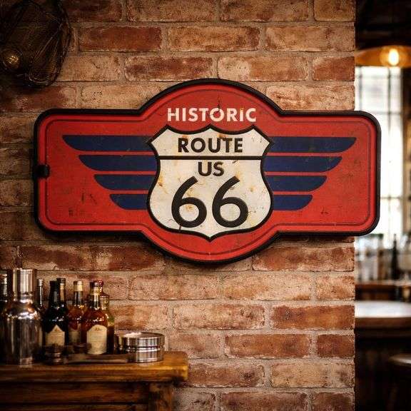 Route 66 LED Neon Sign Vintage-Style Retro Wall Decor