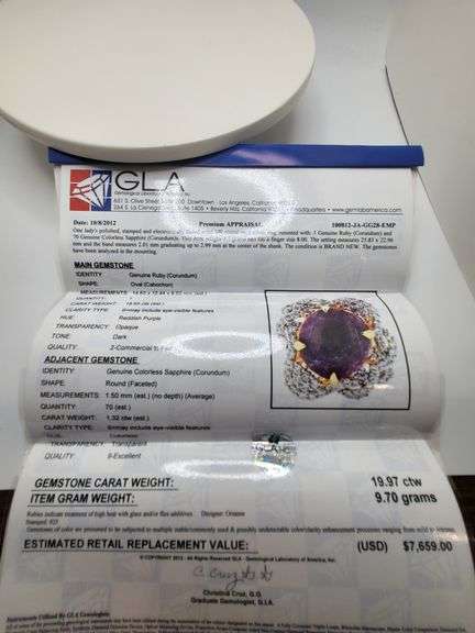 Very fine one Cabochon Ruby 18.65 CW and Sapphire ring in silver 14k gold plated