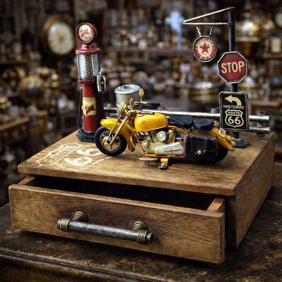 Vintage-Style Route 66 Gas Station Desk Organizer