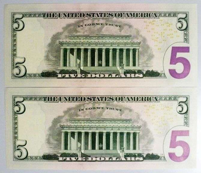 (2) Superb Crisp $5 2021 Star Replacement Notes New York-Consecutive!