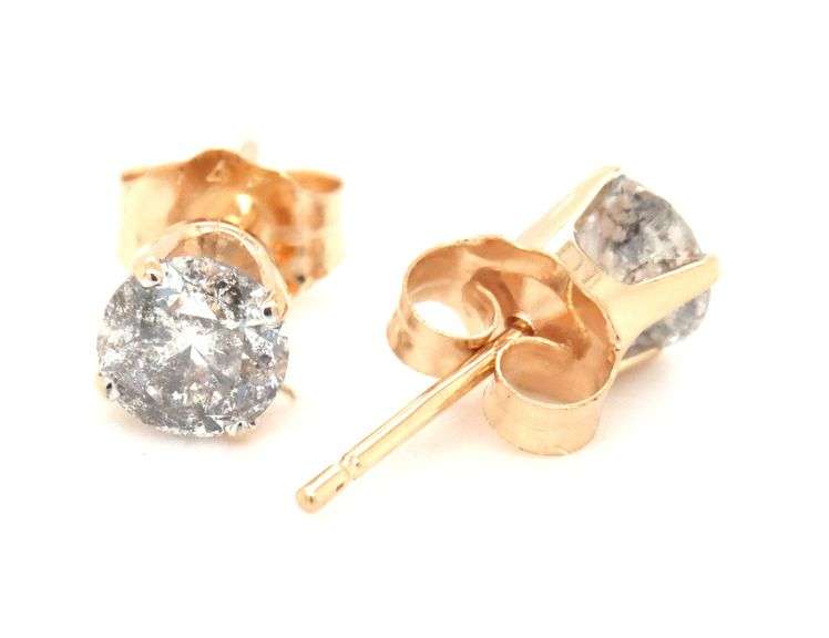 14kt Yellow gold salt and pepper diamond stud earrings