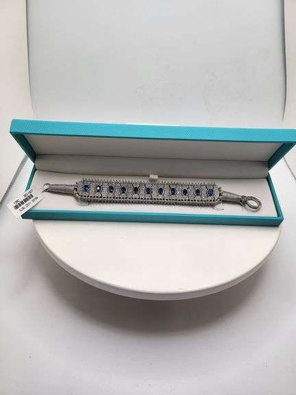 Cloth Woven Diamond Studded Bracelet with Precious Kyanite