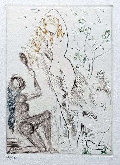 Highly Collectible and Rare Salvador Dali Hand-signed Original Engraving