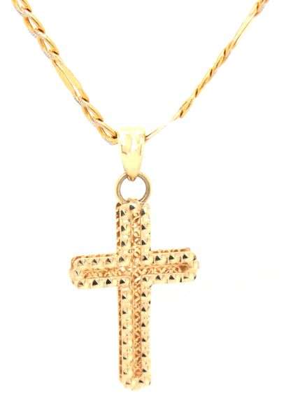 Tasteful 10K YG Cross Pendant on Necklace