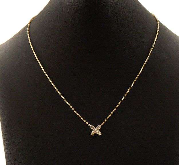 New 0.57ctw Diamond X Petals Pendant Necklace in 14K