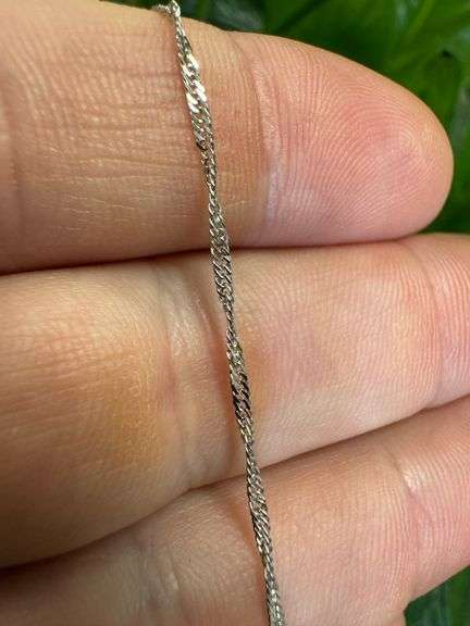 10k White Gold Solid Singapore Chain Rope Twisted Curb Link 1.4mm Necklace 18"