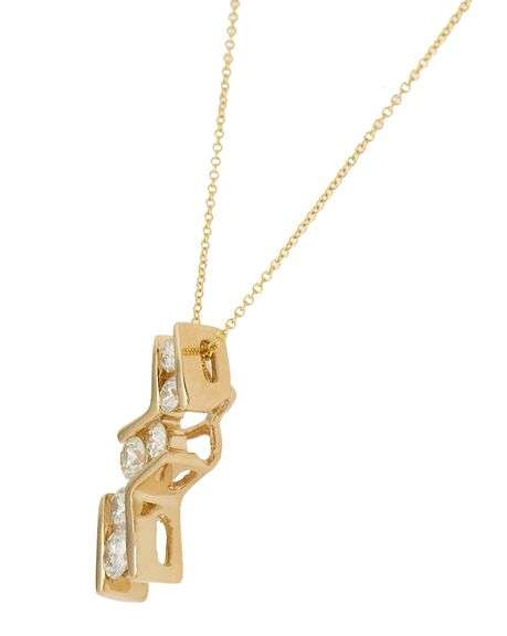 1.30ctw Round Diamond Zigzag Pendant Necklace in 14K