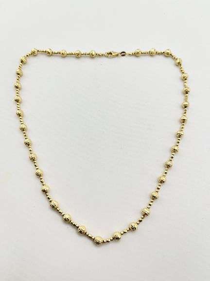 14KT Yellow Gold Diamon-Cut Beaded Chain Necklace