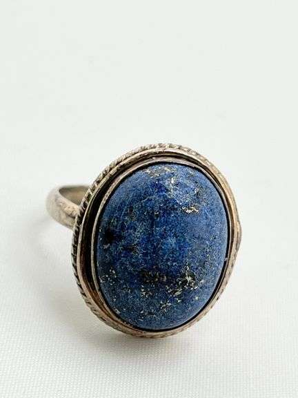 Vintage 925 Sterling Silver Oval Lapis Ring