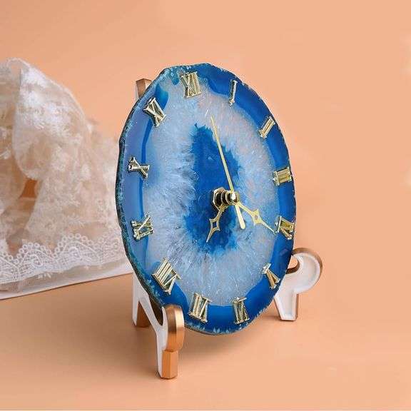 Blue Agate Natural Stone Desk Clock