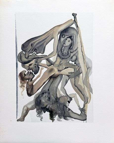 Highly Collectible Salvador Dali Original Color Engraving from The Divine Comedy