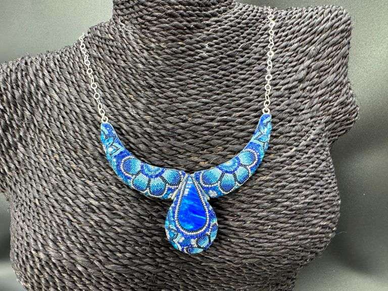 Original Handmade Mosaico Necklace & Earring Set 925 Sterling Silver Mexico Artistic Jewelry