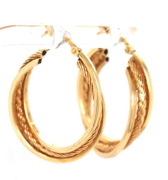 14kt Yellow gold multi row hoop earrings