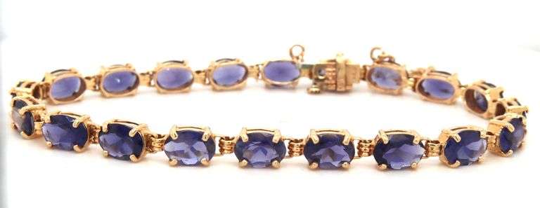 14kt Yellow gold oval Tanzanite link bracelet