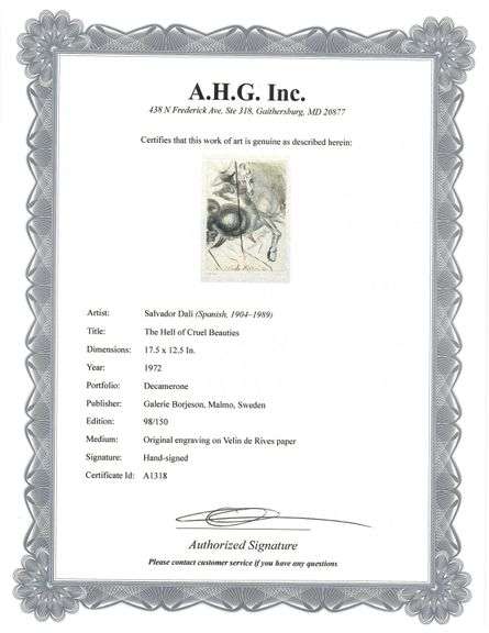 Highly Collectible and Rare Salvador Dali Hand-signed Original Engraving