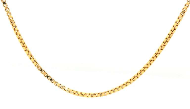 Practical 18K YG Italian Made Box Link Necklace