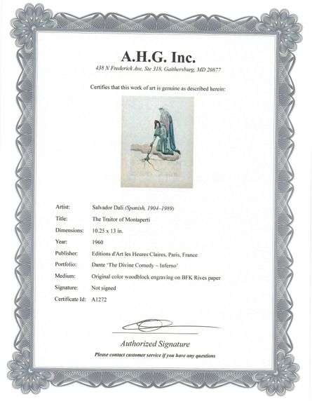 Rare Salvador Dali Original Engraving from The Divine Comedy, Inferno