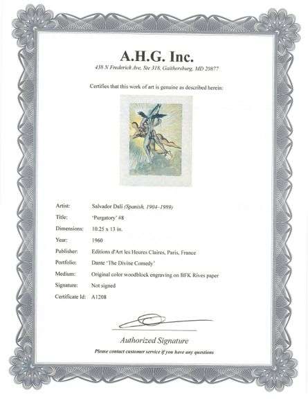 Rare Salvador Dali Original Engraving from The Divine Comedy, Purgatory