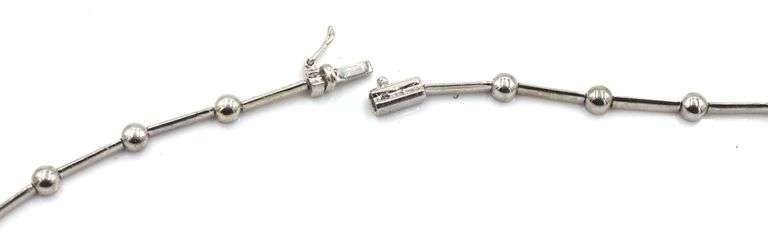 18kt White gold diamond and round and Briolette cut Tanzanite link chain necklace