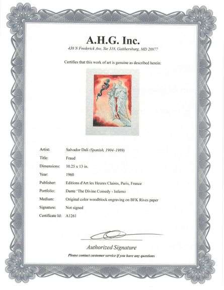 Collectible Original Color Engraving by Salvador Dali from The Divine Comedy