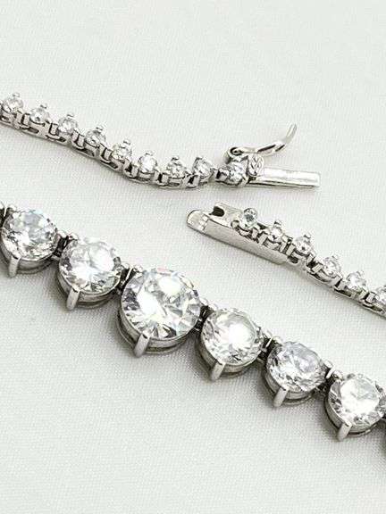 925 Sterling Silver Gratuated Tennis CZ Necklace