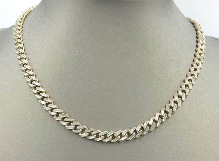 925 Sterling silver Cuban link cubic zirconia necklace