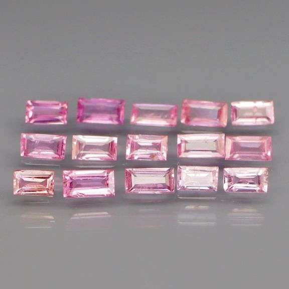 Baguette cut! 2.40ct set of Sapphires with candy pink hues!