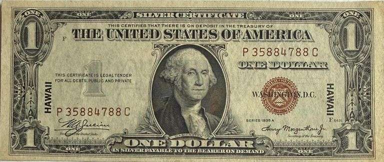 $1 Hawaii 1935 A Uncirculated Emergency Issue Silver Certificate